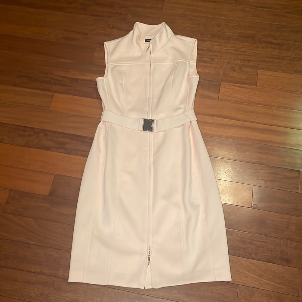 Tommy Hilfiger Baby Pink Scuba Midi Belted Dress